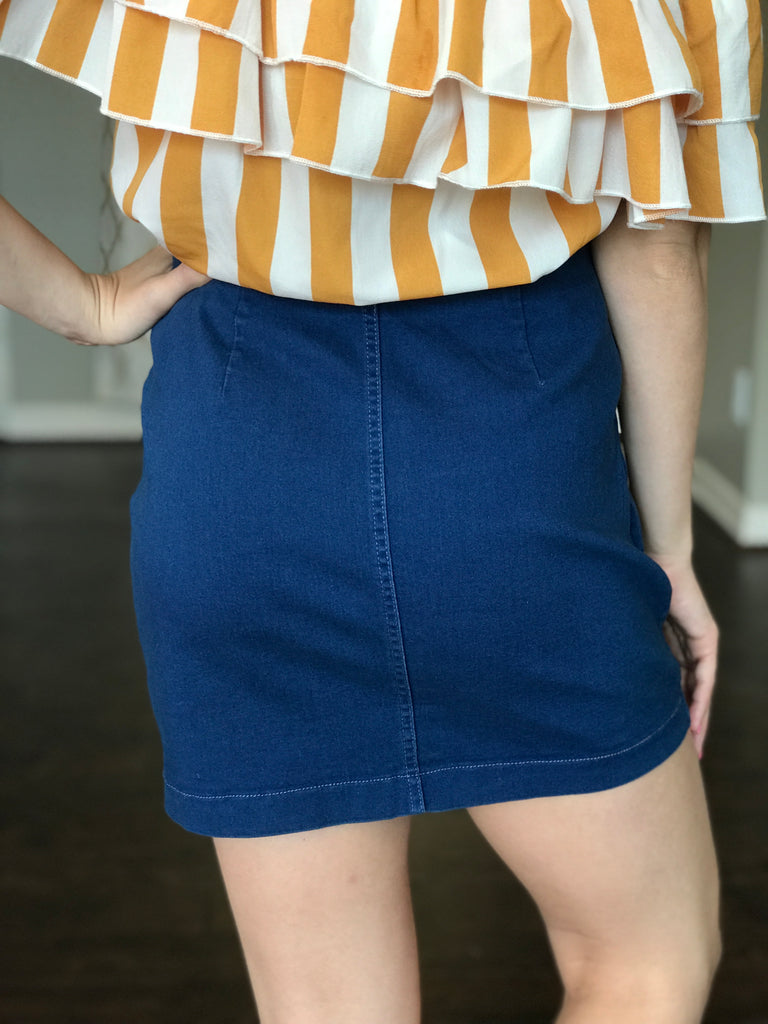 Blue Jean Studded Skirt