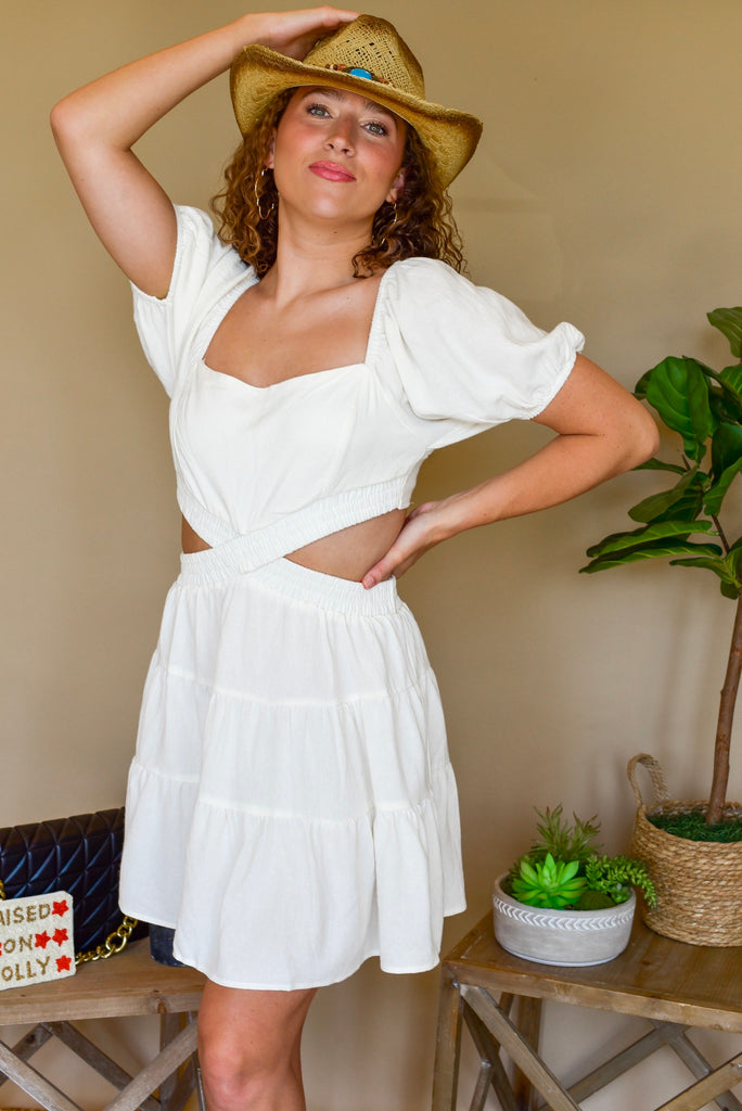 Savvy Cut-Out White Dress
