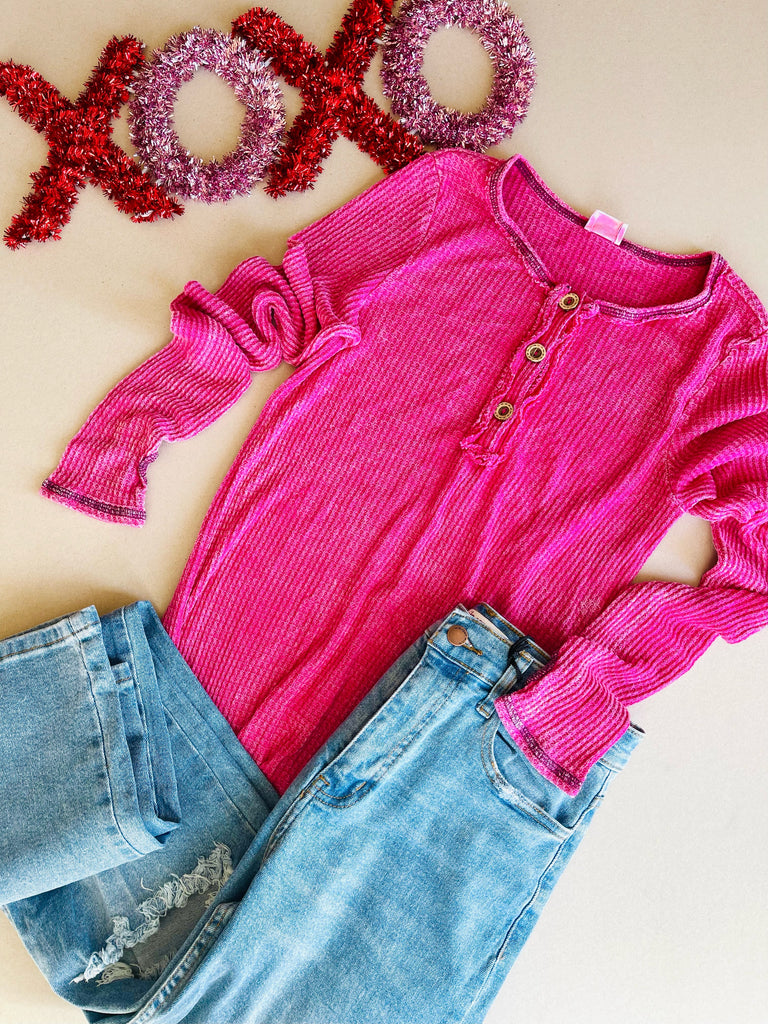 Victoria Mineral Washed Top in Fuchsia