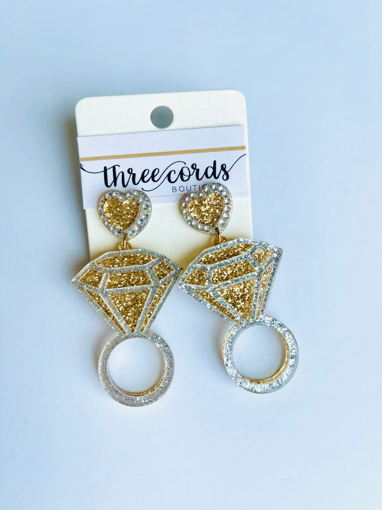 Wedding Ring Earrings, Champagne