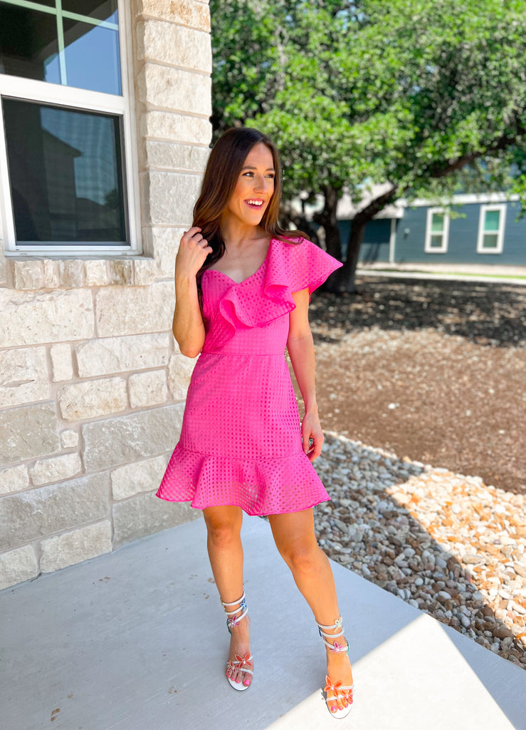 Raise a Glass Dress in Hot Pink