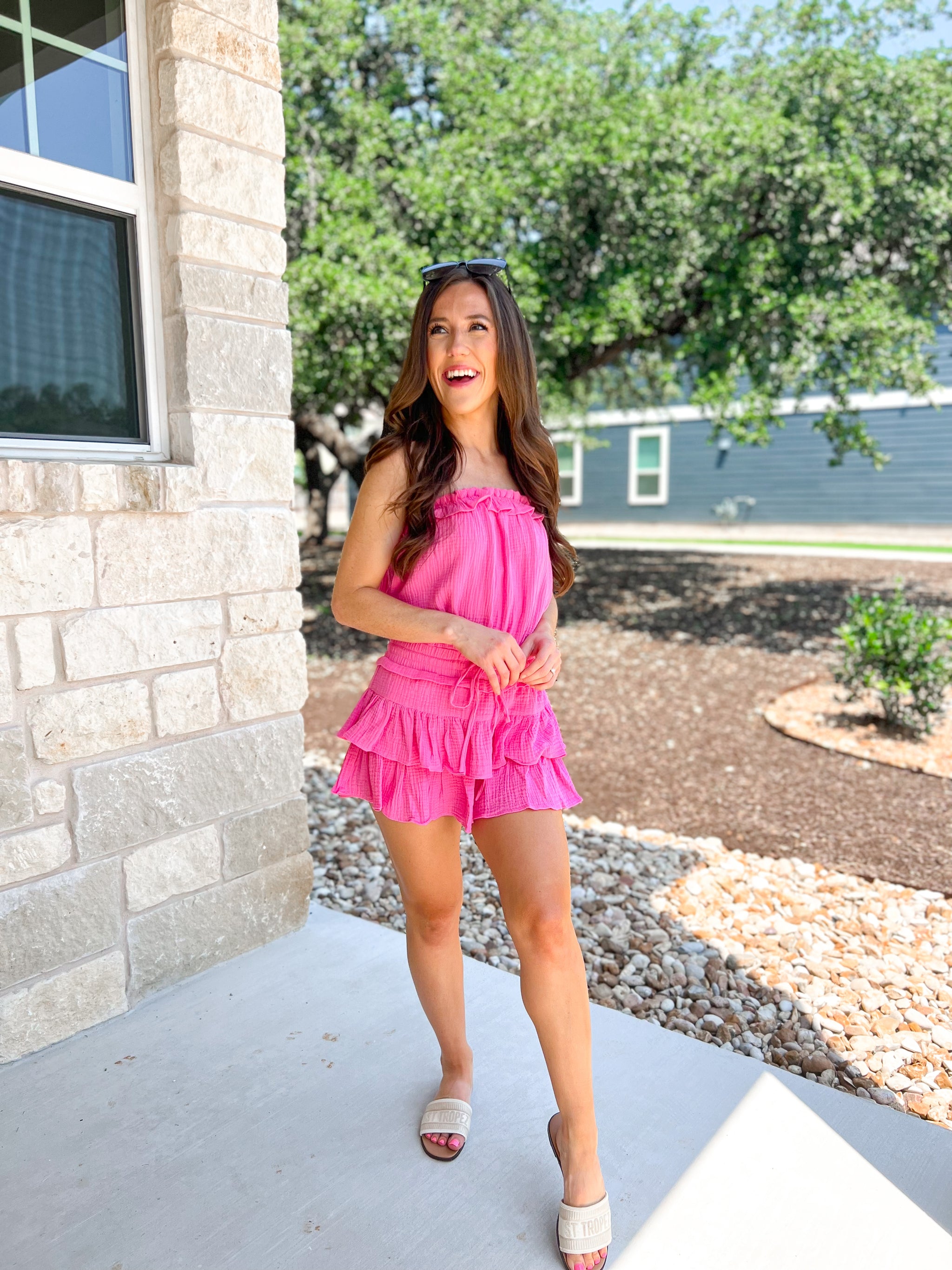 Barbie Pink Romper – Three Cords Boutique Barbie Pink Romper – Three Cords Boutique