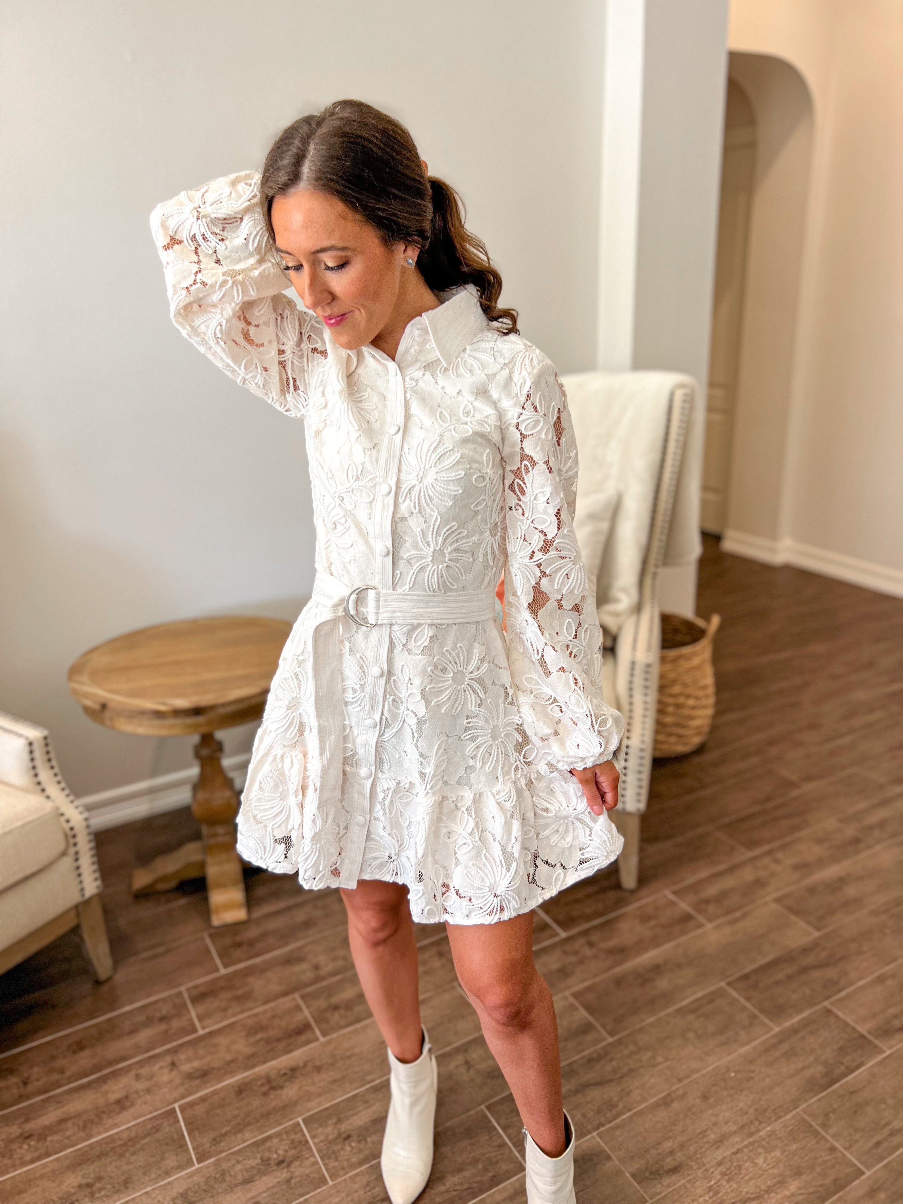 Luxe Feeling Lace Mini Dress – Three Cords Boutique