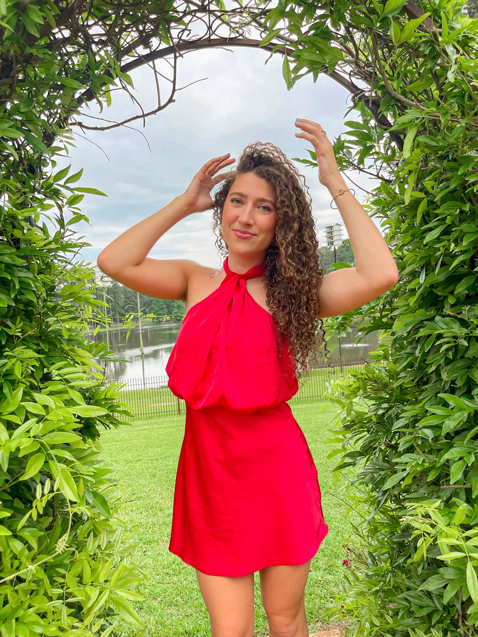 Poppy Red Halter Neck Mini Dress – Three Cords Boutique