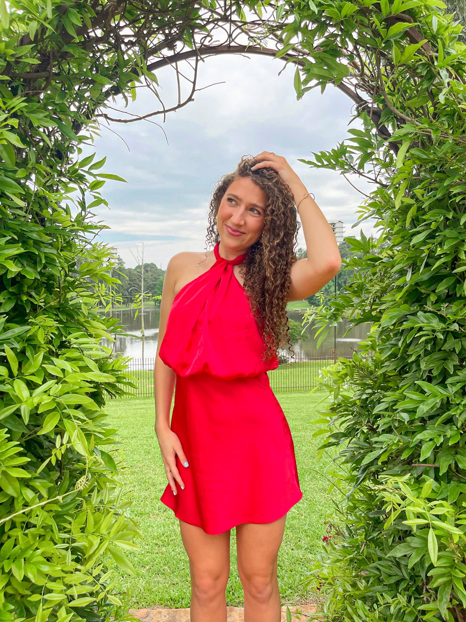 poppy red dress Poppy Red Halter Neck Mini Dress – Three Cords Boutique