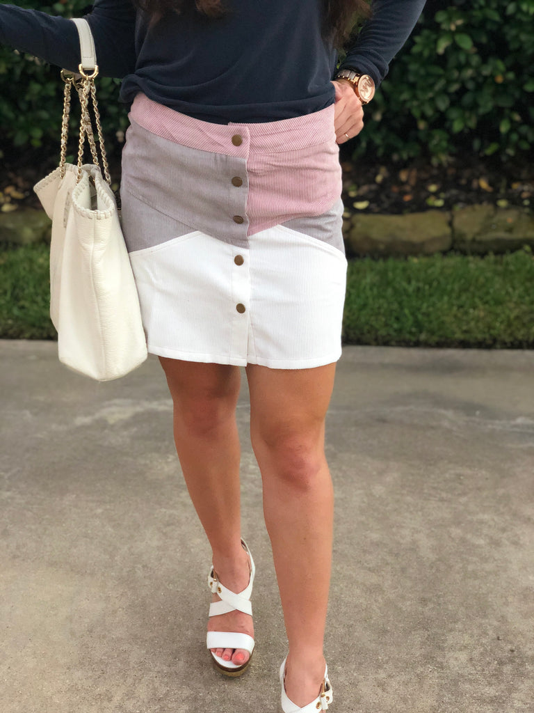 All The Right Moves Color Block Skirt