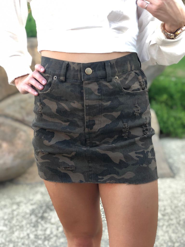 Camo Crushin' Mini Skirt
