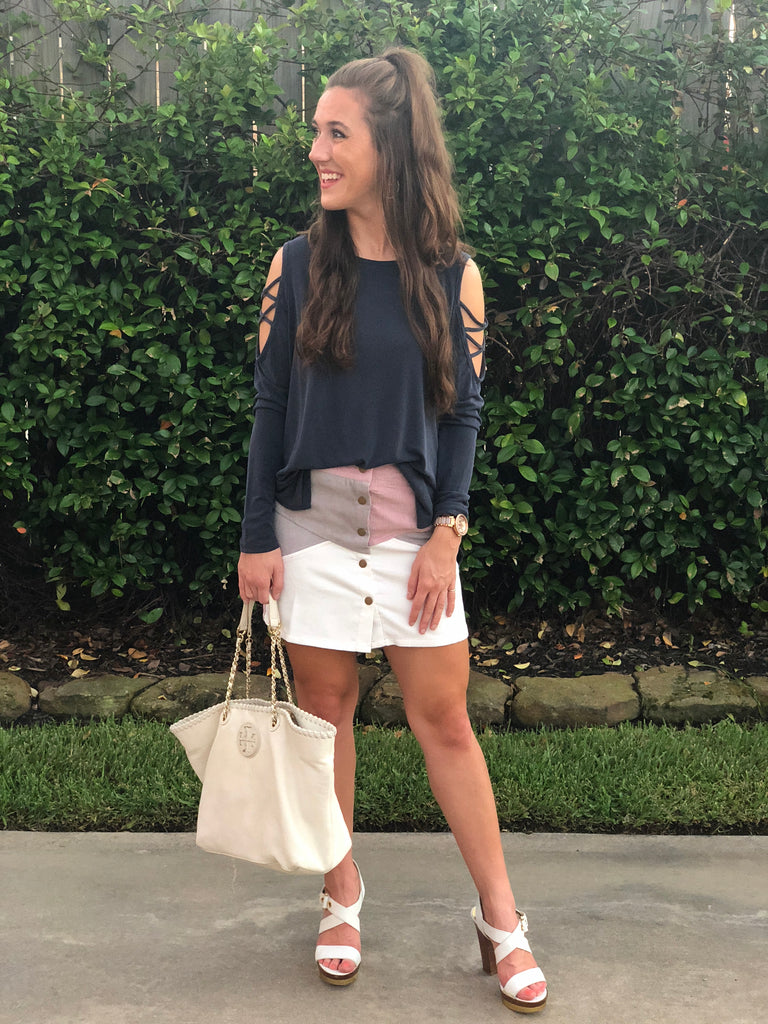 All The Right Moves Color Block Skirt