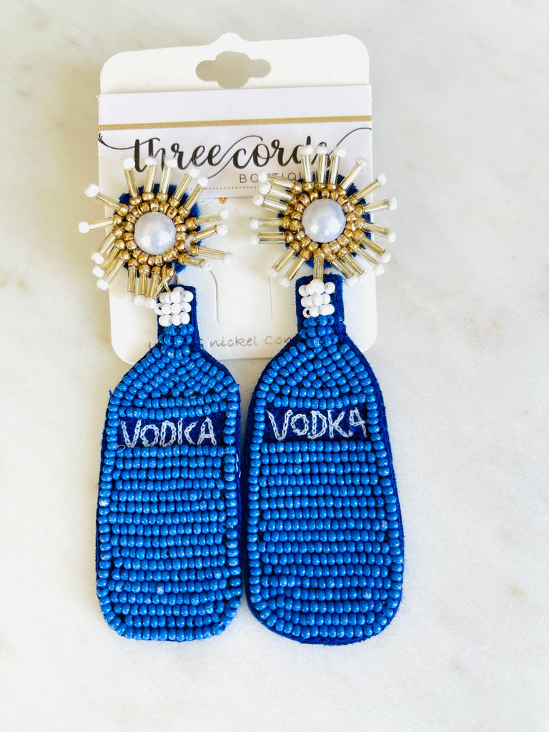 Blue Vodka Beaded Earrings