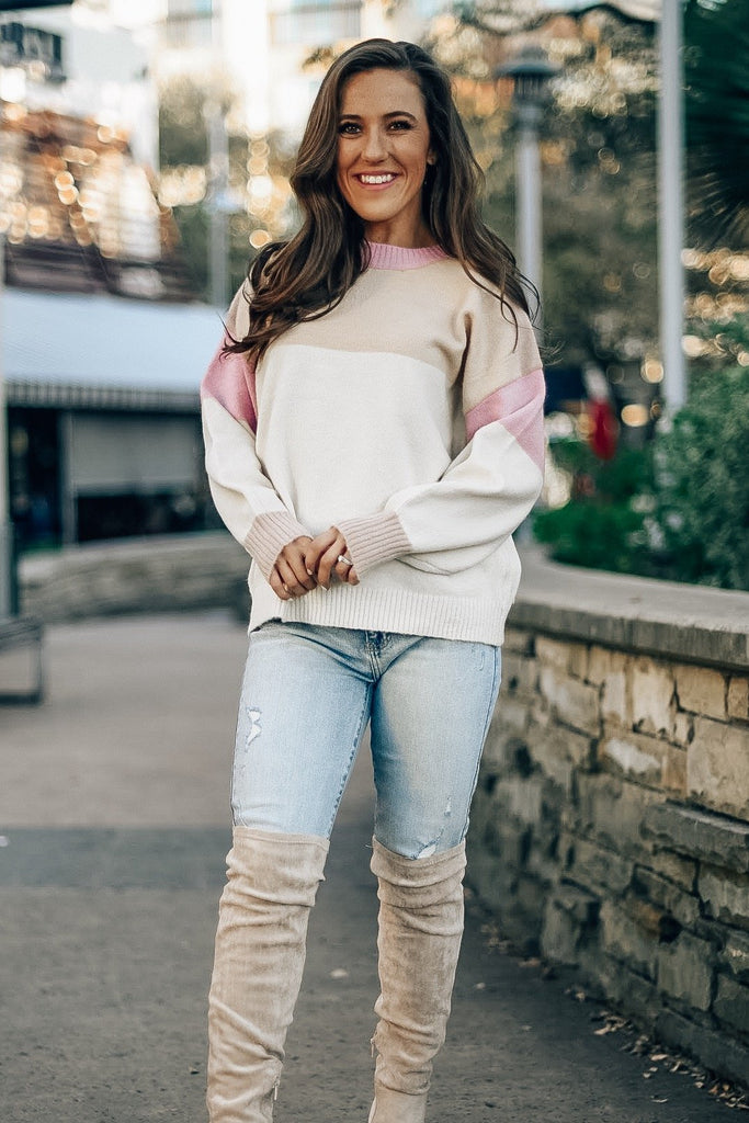 Breckenridge Dreams Sweater in Cream Pink