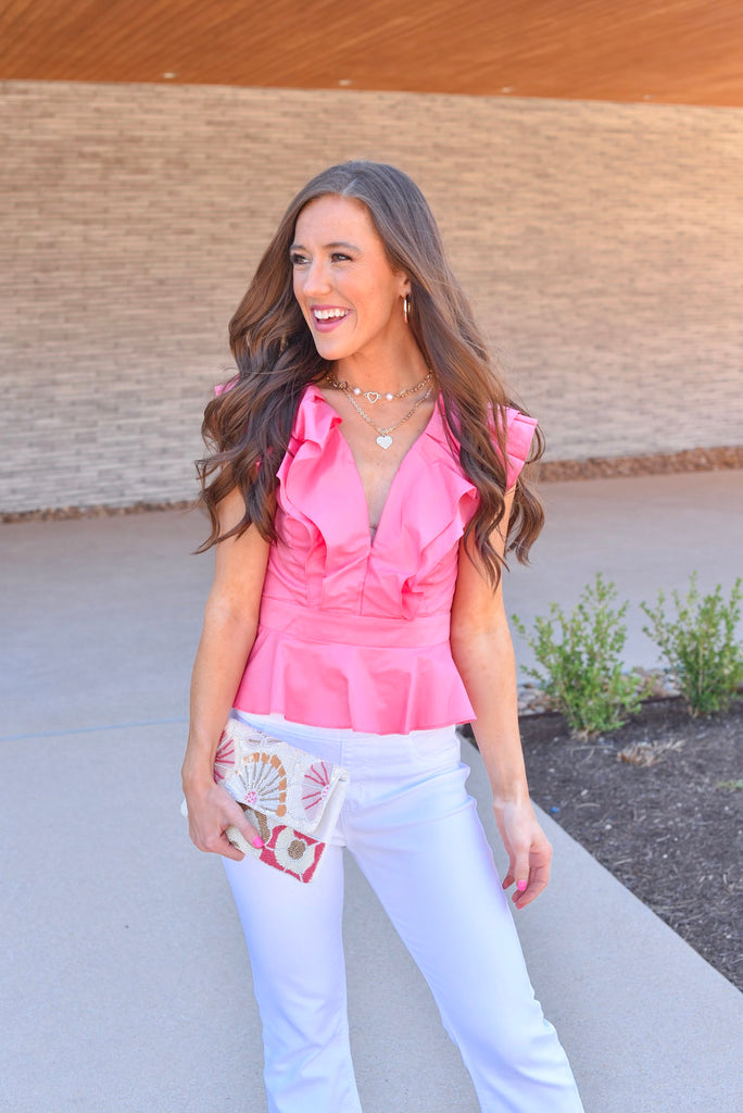 Candy Pink Ruffle Top