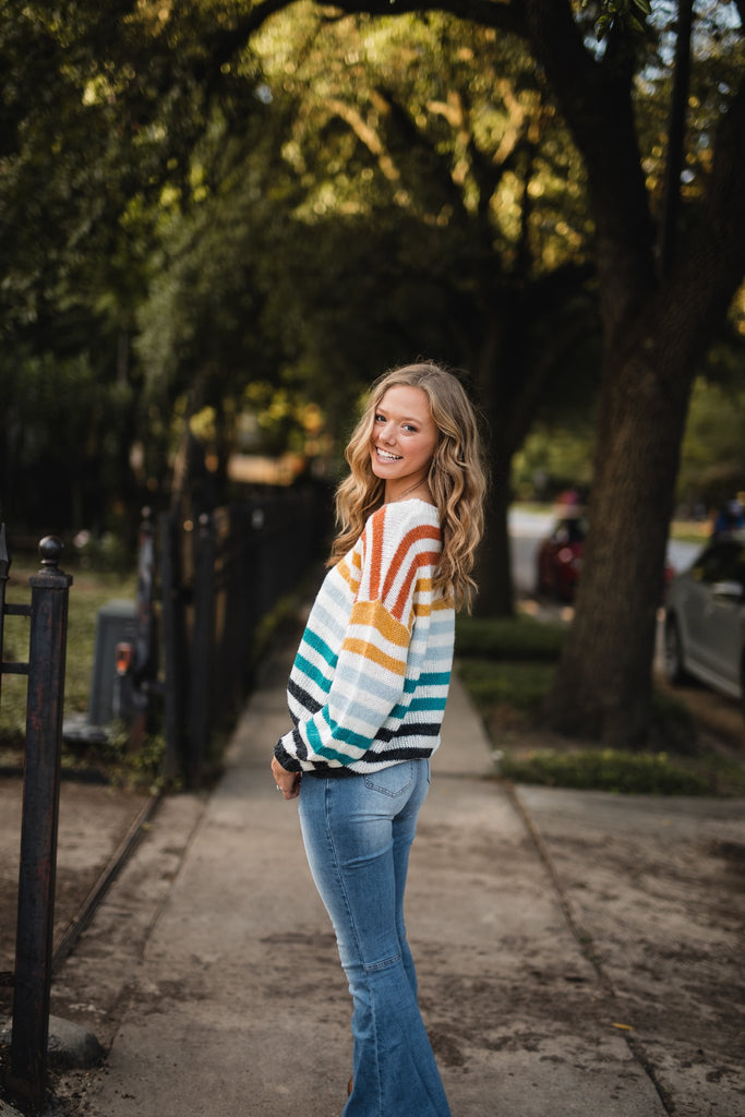 Fayetteville Feels Multi Colored Striped Sweater