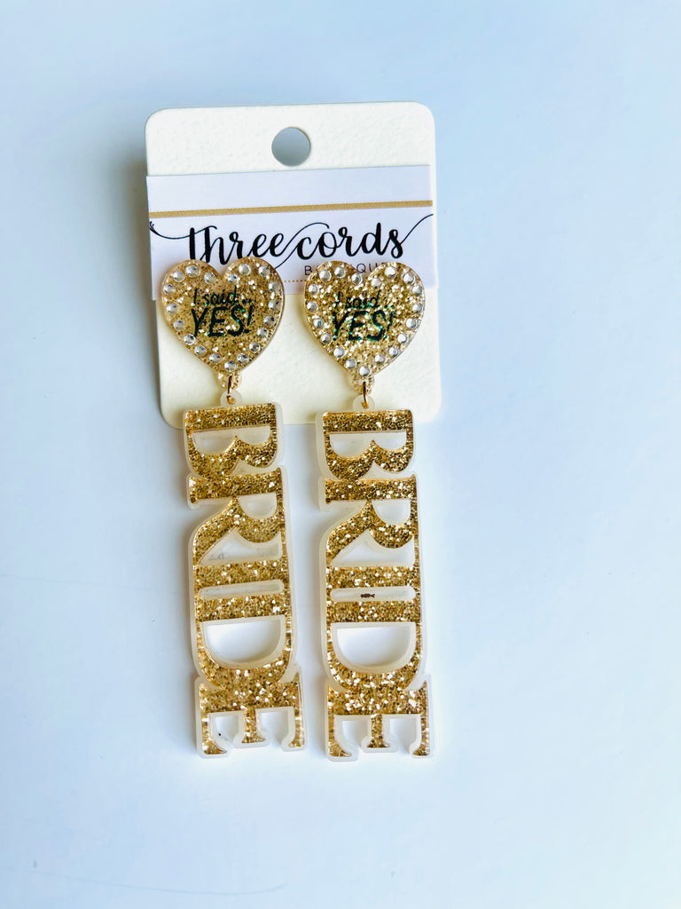 Glittered Bride Message Earrings