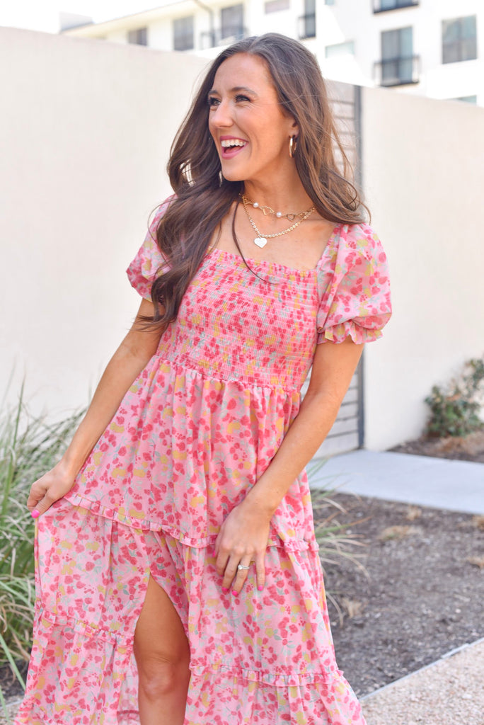 Secret to Happiness Floral Smocked Dress – Three Cords Boutique