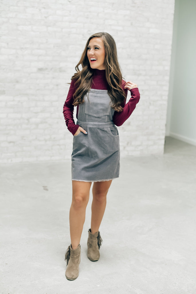 Heart of Dixie Overall Dress in Gray
