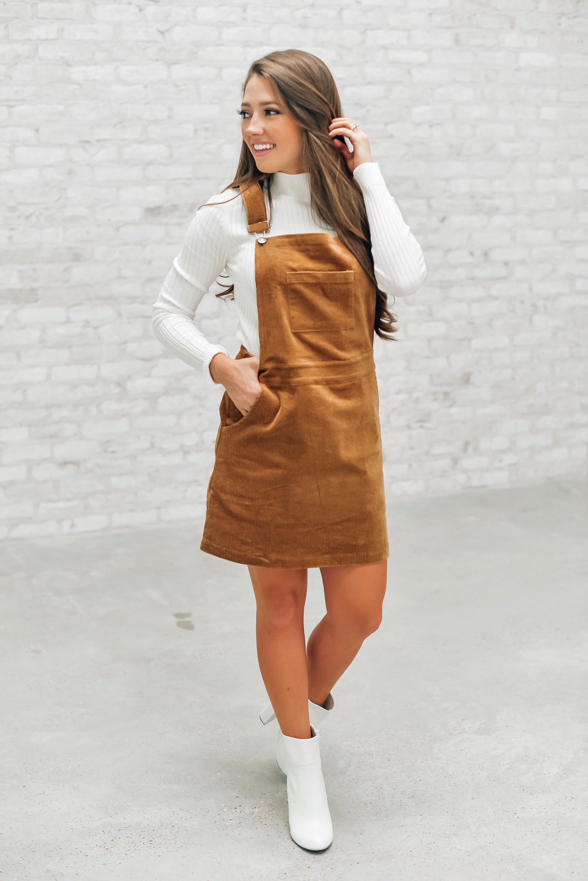 Heart of Dixie Overall Dress in Walnut Three Cords Boutique Heart of Dixie Overall Dress in Walnut Three Cords Boutique