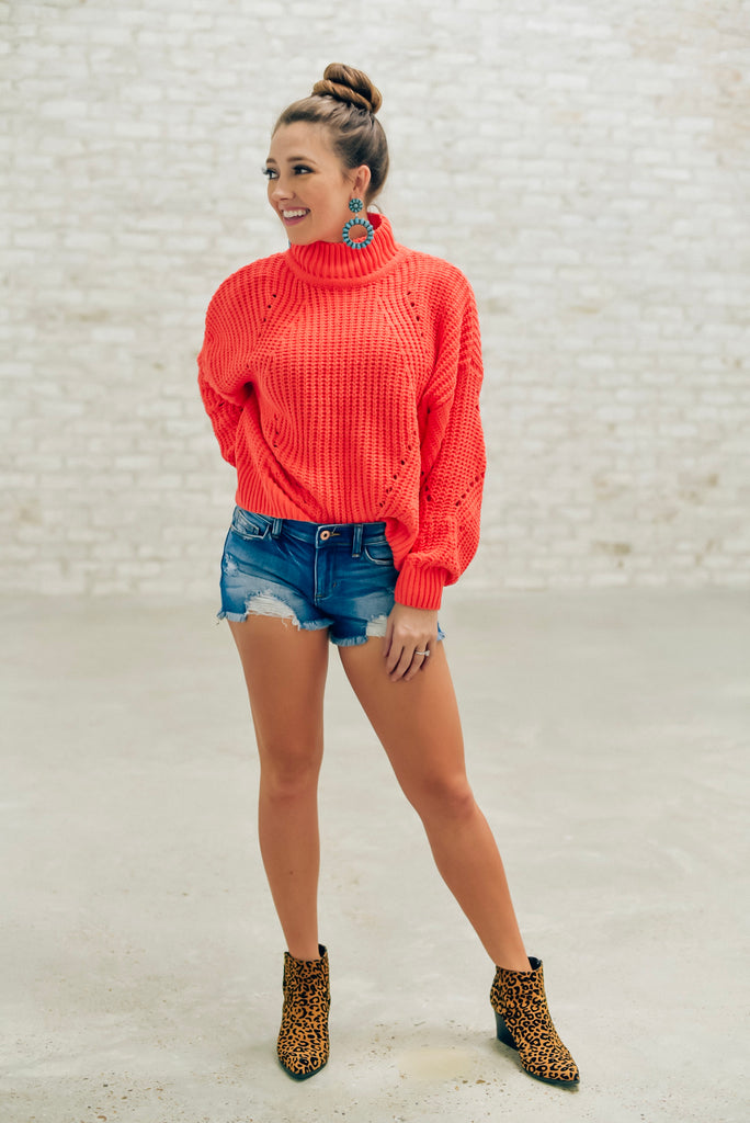 Here and Now Sweater in Hot Coral
