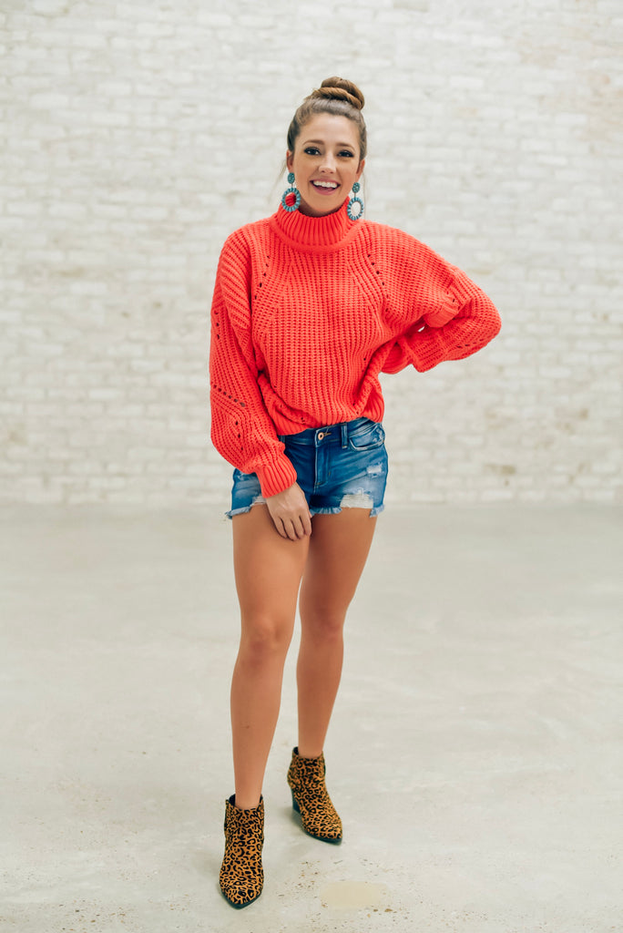 Here and Now Sweater in Hot Coral