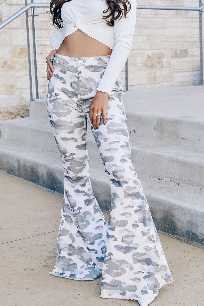 Hold Your Attention Camo Bell Bottoms