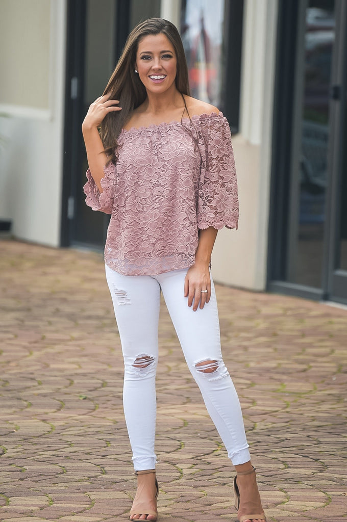 Keep Me in Mind Mauve Lace Top
