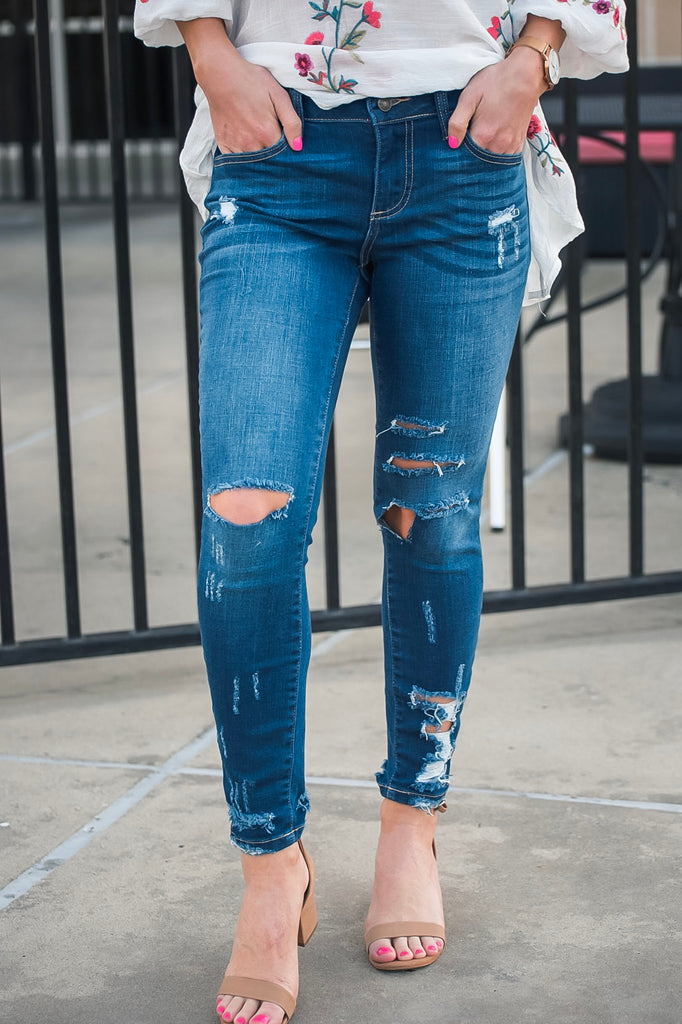 Kourtney Distressed Crop Skinny Jeans