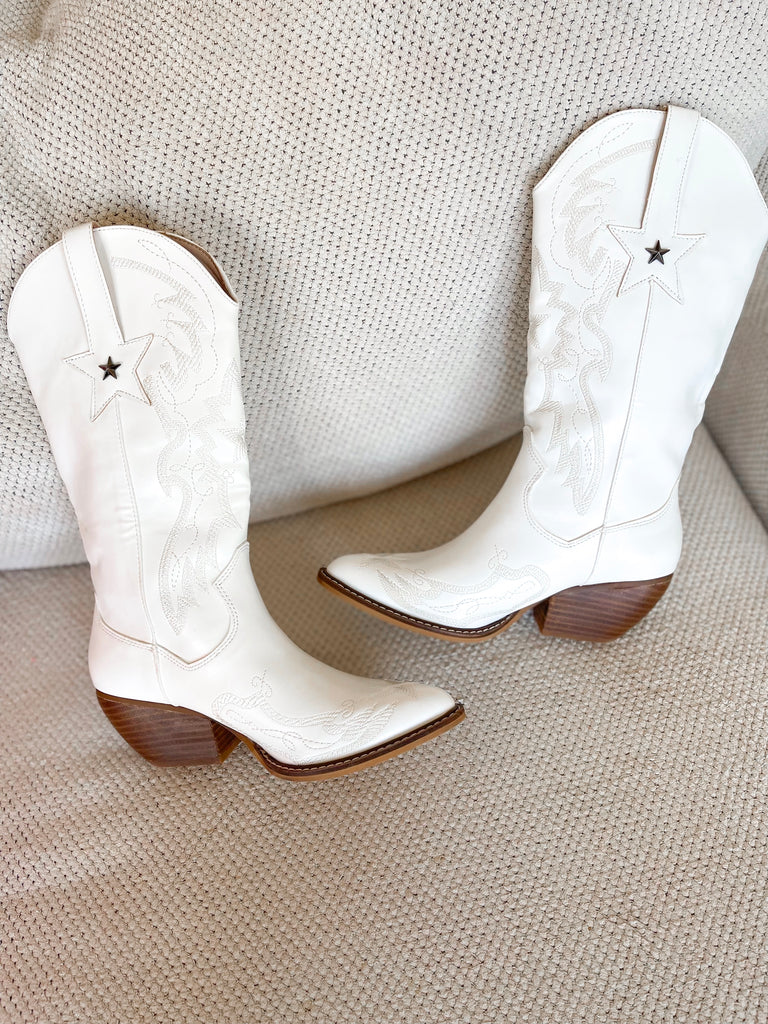 Legend White Cowboy Boots with Stars