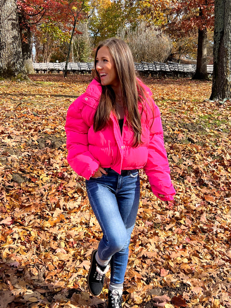 Notice Me Hot Pink Puffer Jacket