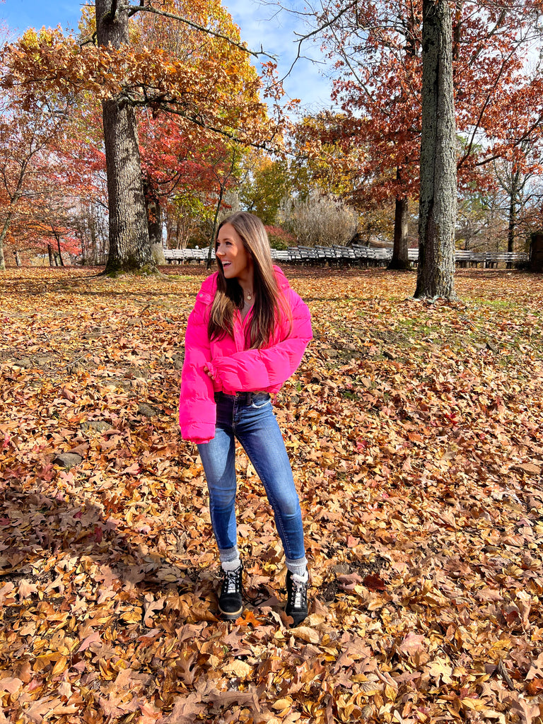 Notice Me Hot Pink Puffer Jacket