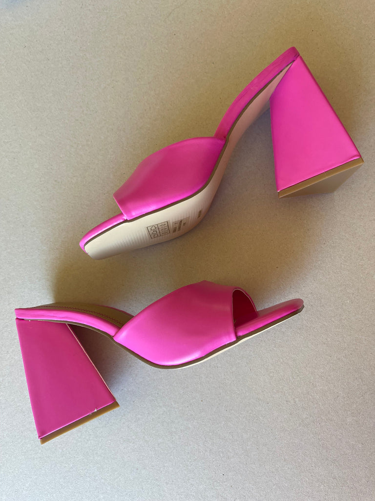 Hot Pink Triangle Heel Sandals