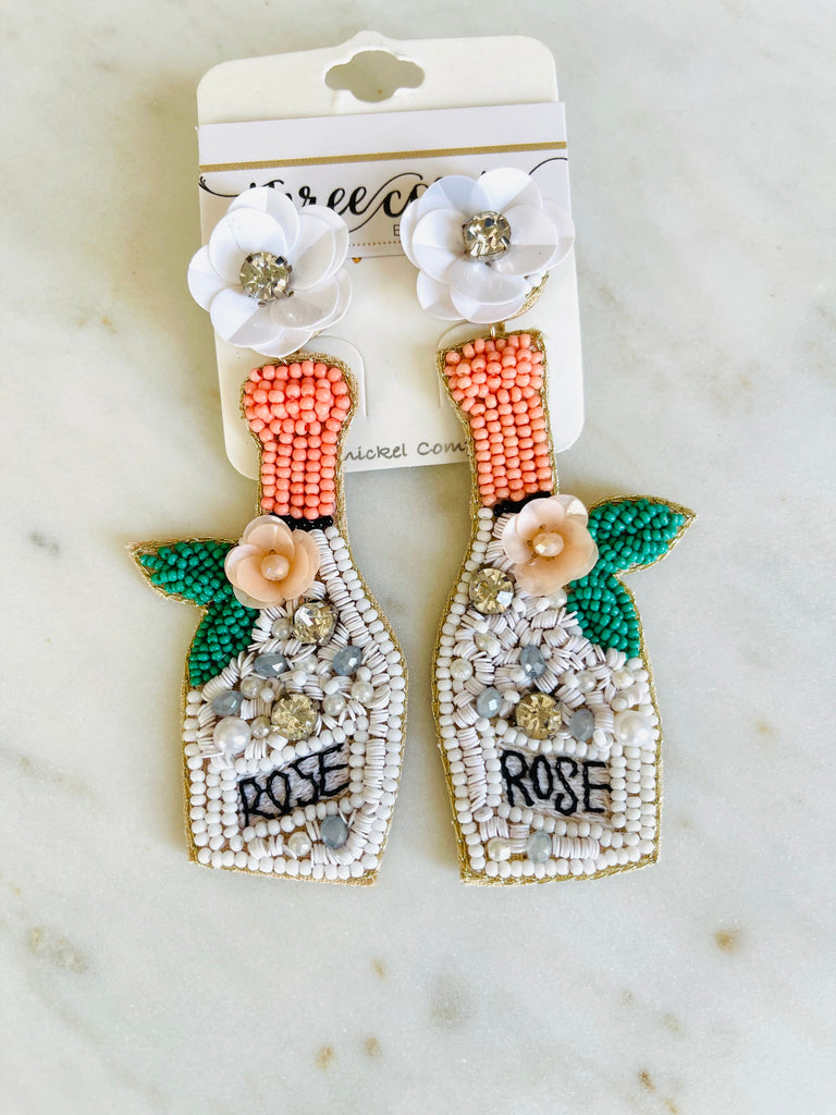 Rosé White Beaded Earrings