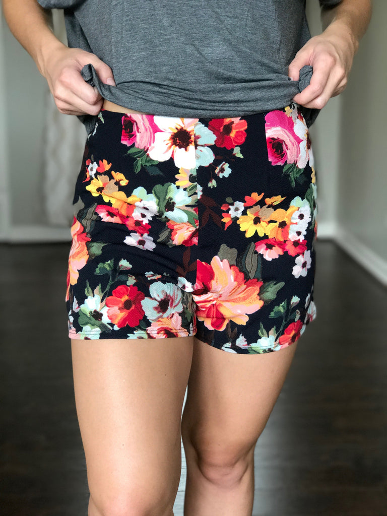 Sassy Floral High Waisted Shorts