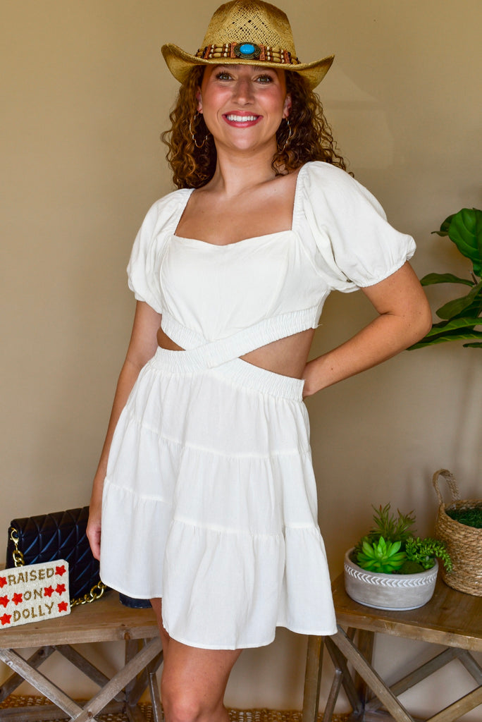 Savvy Cut-Out White Dress