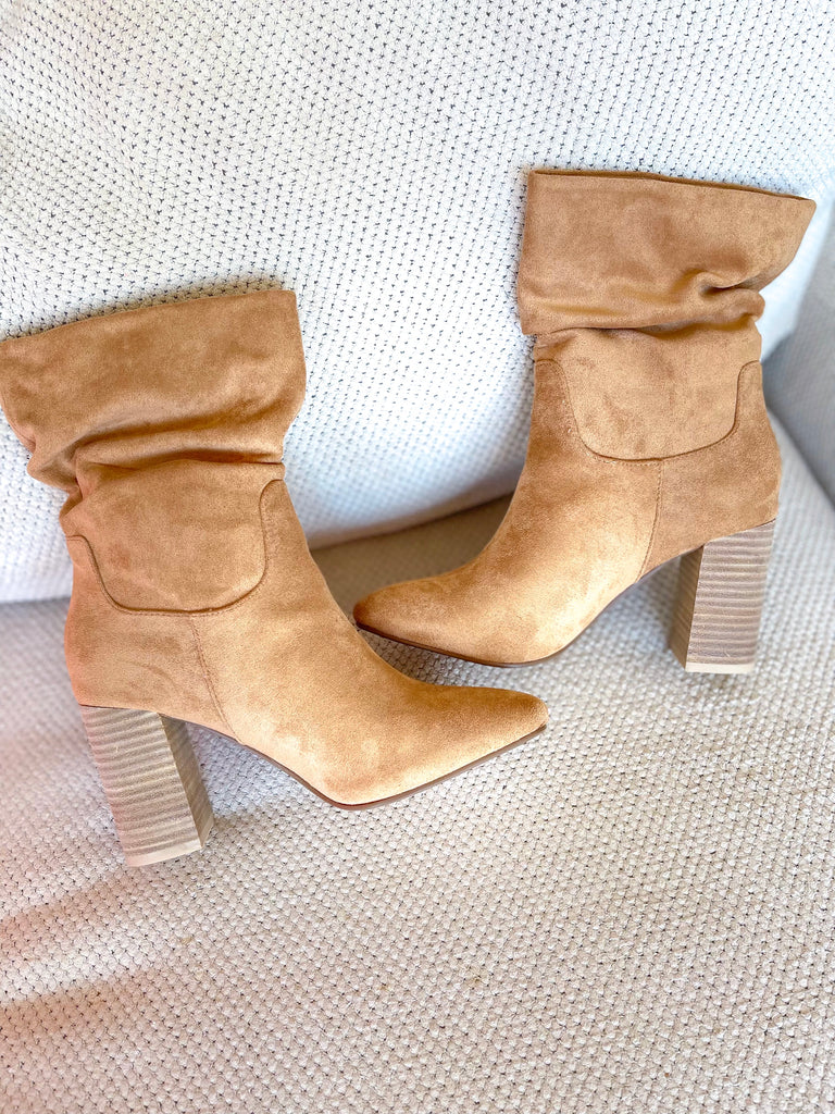 Suede Slouch Bootie in Toffee
