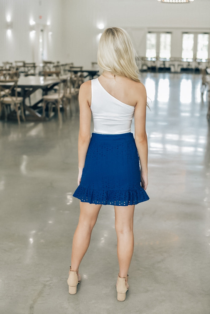 Summer Icon Eyelet Skirt in Blue