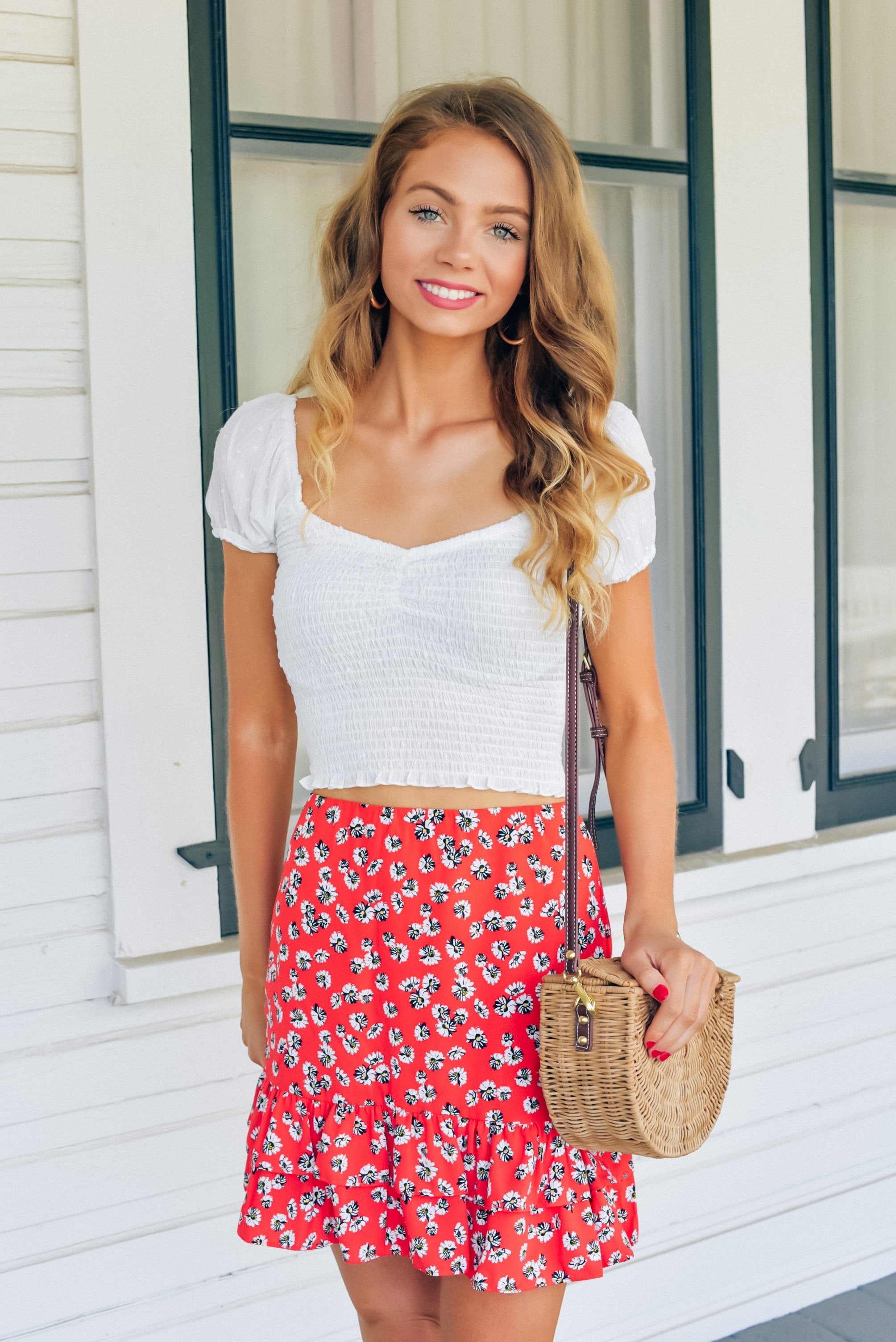 Summer Sweetheart Red Floral Skirt – Three Cords Boutique