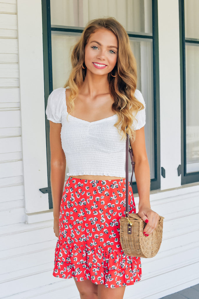 Summer Sweetheart Red Floral Skirt