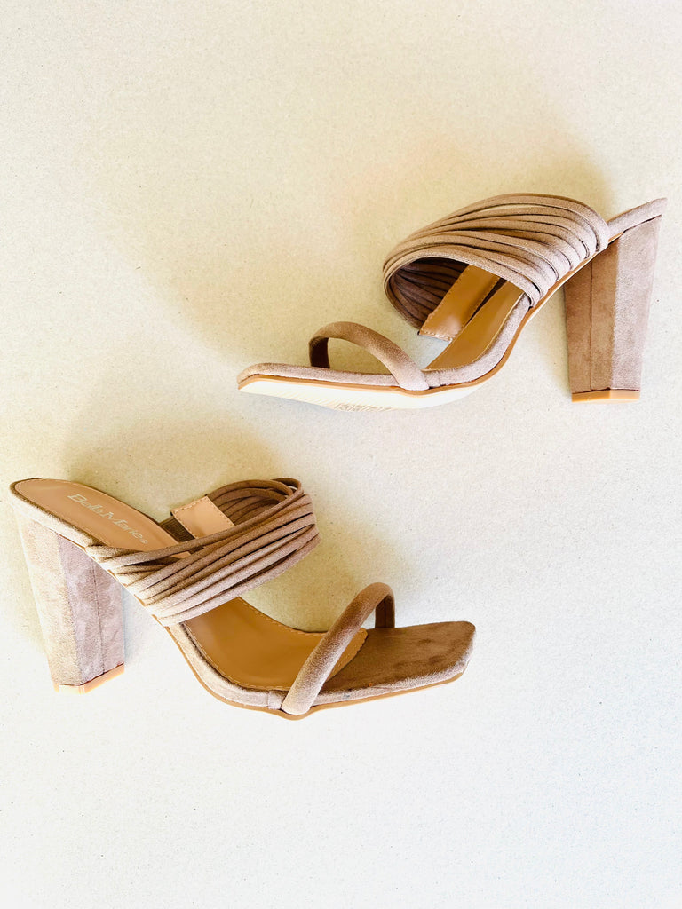 Taupe Suede Strappy Heel