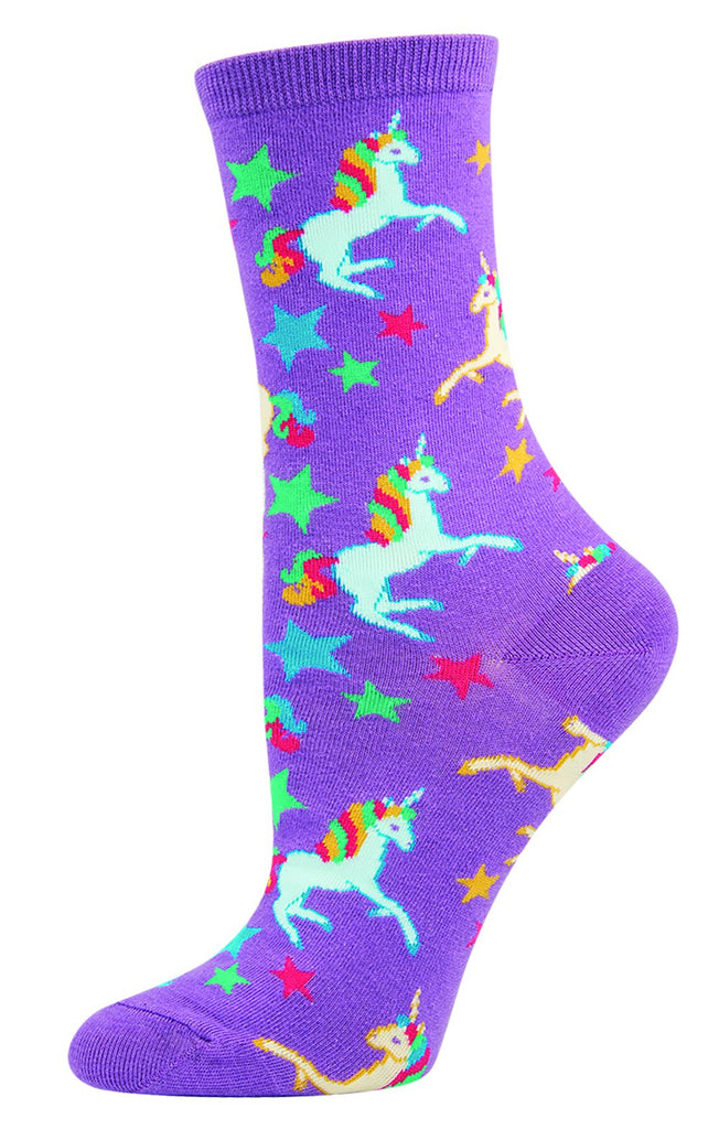 Unicorn Bright Purple Socks