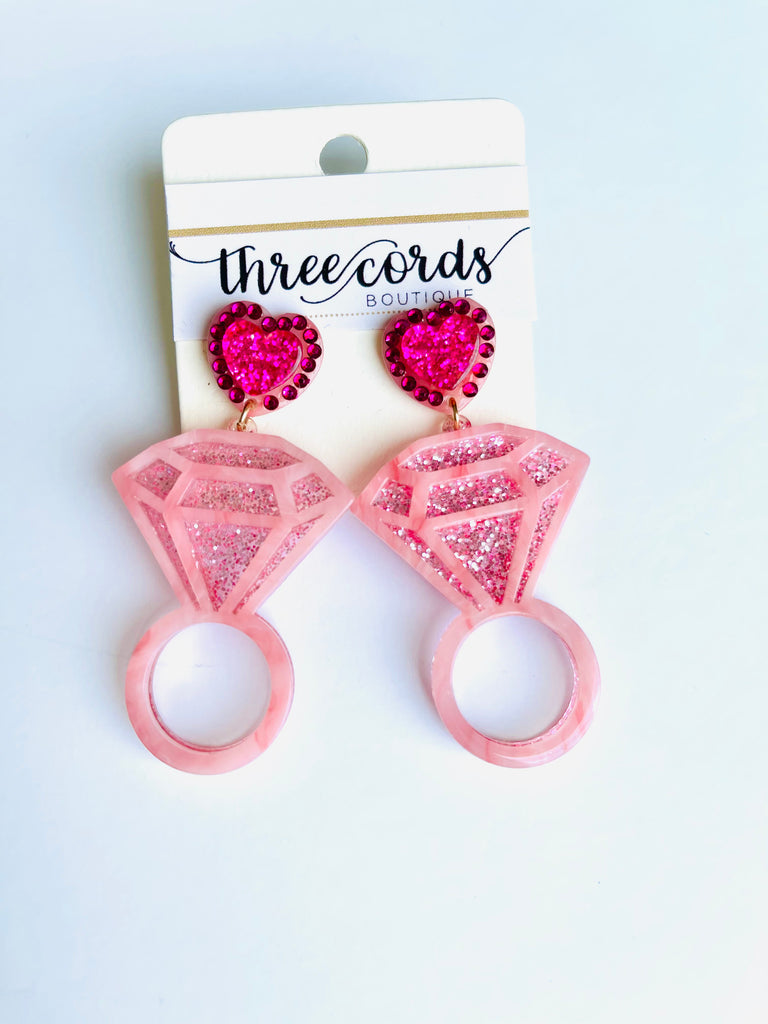 Wedding Ring Earrings, Pink