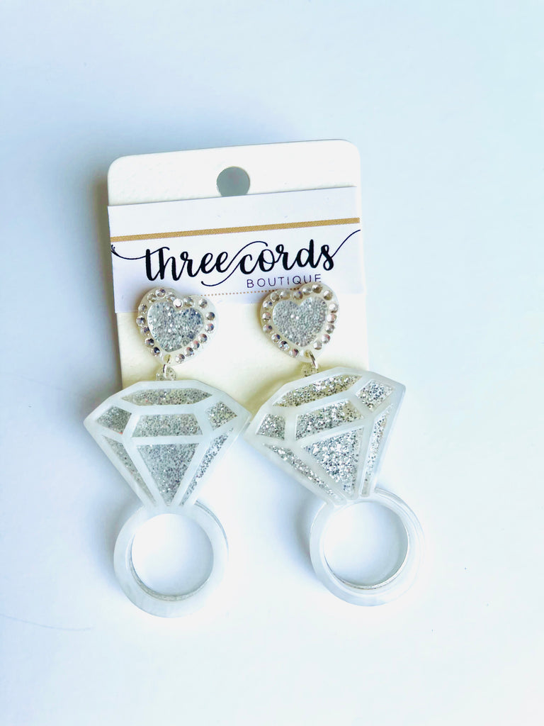 Wedding Ring Earrings, Silver